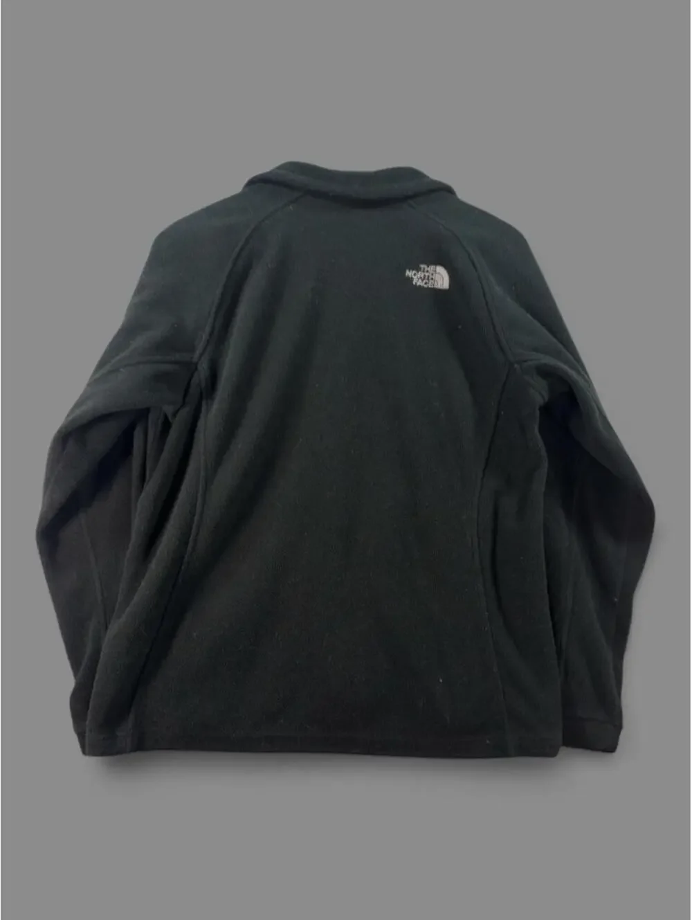 The North Face Men's Black and Gray Fleece Jacket, Good Condition, Outdoor Style